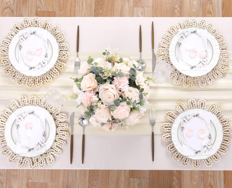 SoarDream Ivory Chiffon Table Runner 10 Pieces 27x120 Inches Romantic Sheer Runners for Birthday Party Bridal Baby Shower Table Decoration - Image 5